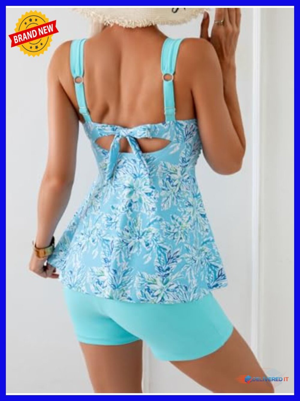 Tankini Swimsuits with Tummy Control Two Piece Modest Bathing Suit Floral Skirt - Picture 2 of 5